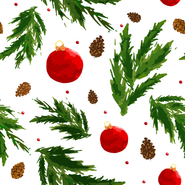 圣诞图案与浆果，球，肿块素材图片