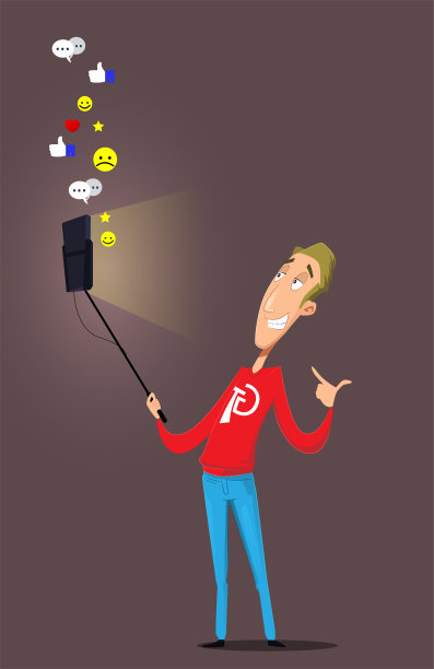 卡通博主与他的订户沟通图片下载