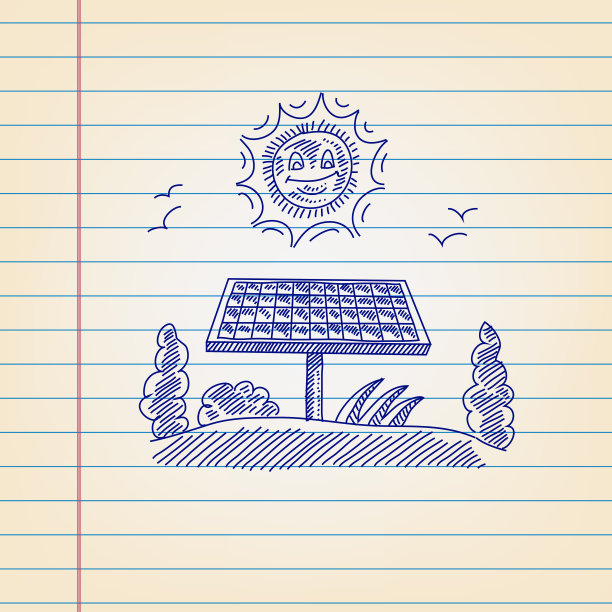 太阳能板画在衬纸上图片下载