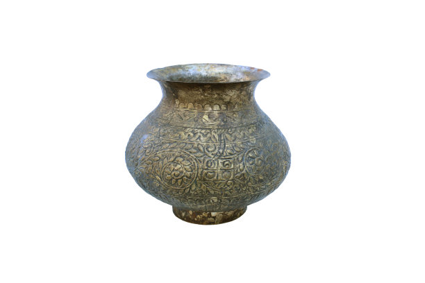 古董铜碗孤立图片下载