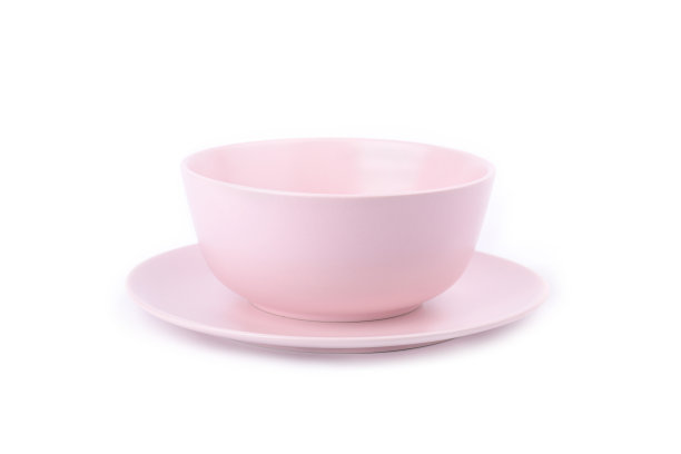 两个淡粉色的盘子，颜色柔和图片下载
