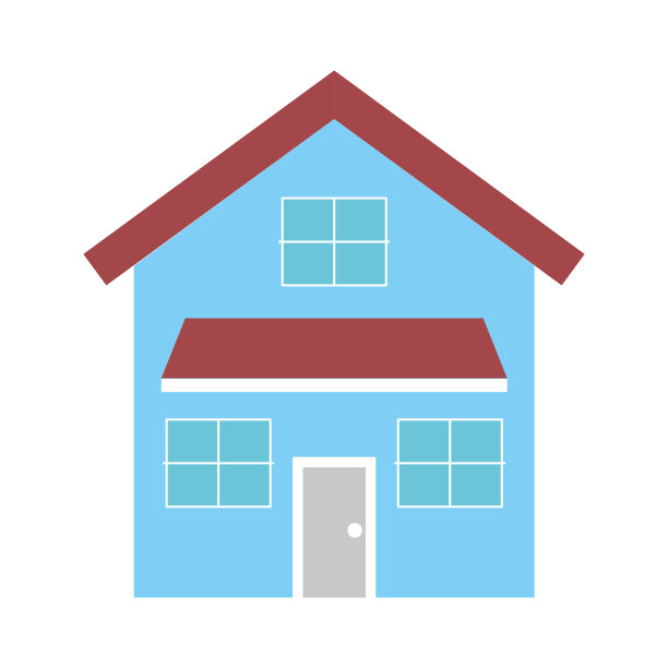 房子外部正面视图，有门和窗户的现代立面图片下载