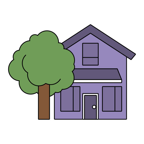 房子的外部用树木绿叶自然图片下载