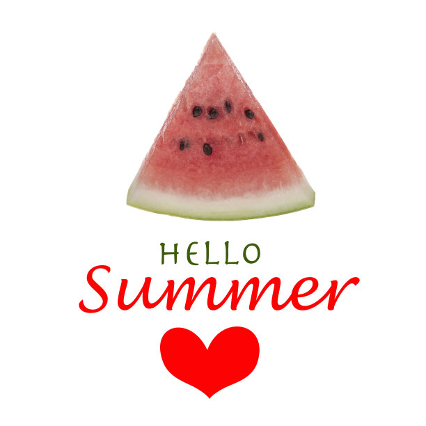 夏季模板与西瓜片在白色图片下载