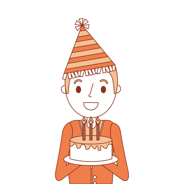 肖像快乐的人拿着生日蛋糕戴派对帽图片下载