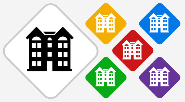 建筑彩色钻石矢量图标图片下载
