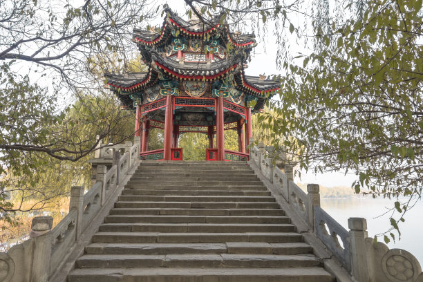 亭桥位于颐和园西堤素材图片