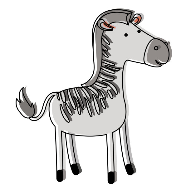斑马卡通在水彩剪影与瘦轮廓图片下载