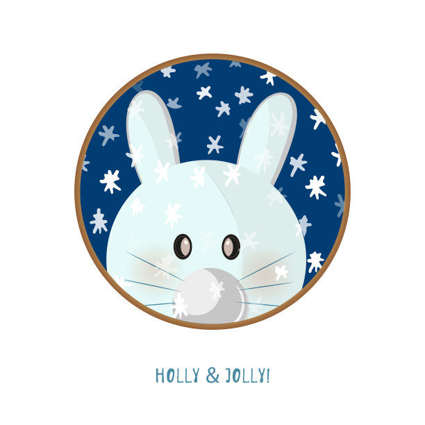 可爱的动物图标上的白色背景。戒指徽章标签兔子。图片下载