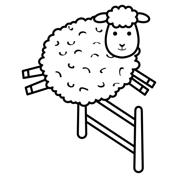 可爱的绵羊跳篱笆的人物图标素材图片