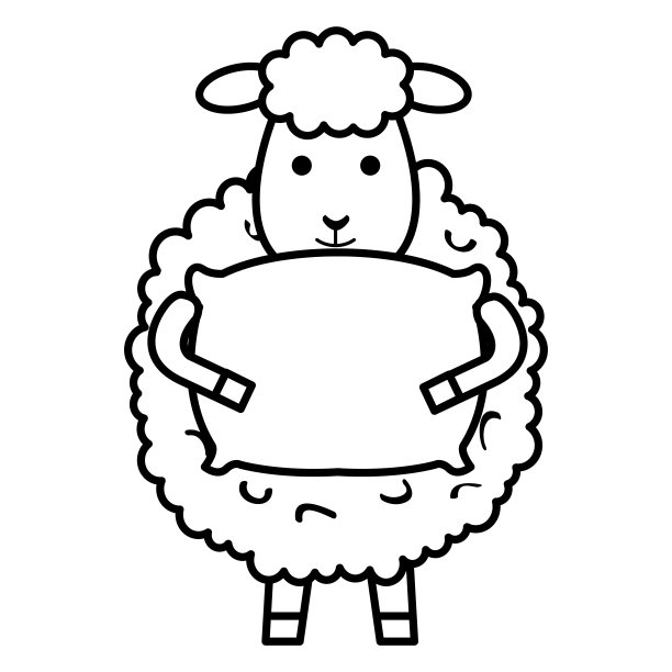 可爱的绵羊与枕头人物图标素材图片