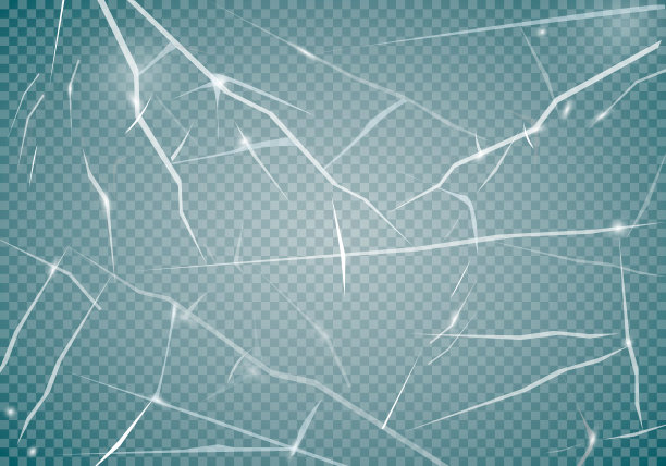 表面纹理在冰上裂开，孤立在透明的背景上。矢量插图，EPS 10。图片下载