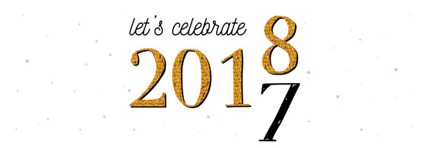 2018年庆祝标语。金色的2017年数字变成了白色背景下的2018年图片下载