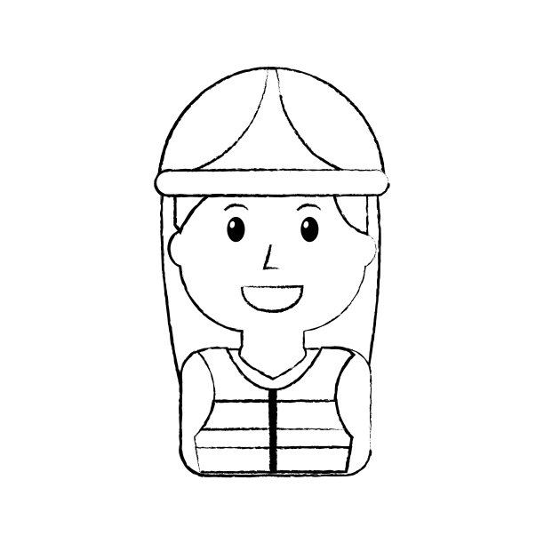 肖像女人物工作者与头盔图片下载