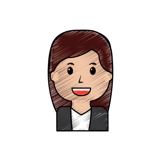 肖像微笑的年轻女子卡通图片下载