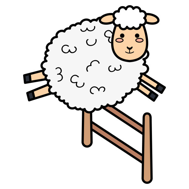 可爱的绵羊跳篱笆的人物图标素材图片