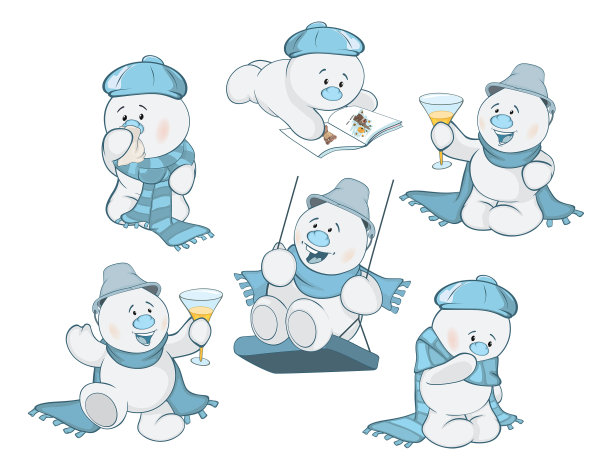 卡通插图有趣的圣诞雪人为您设计图片下载