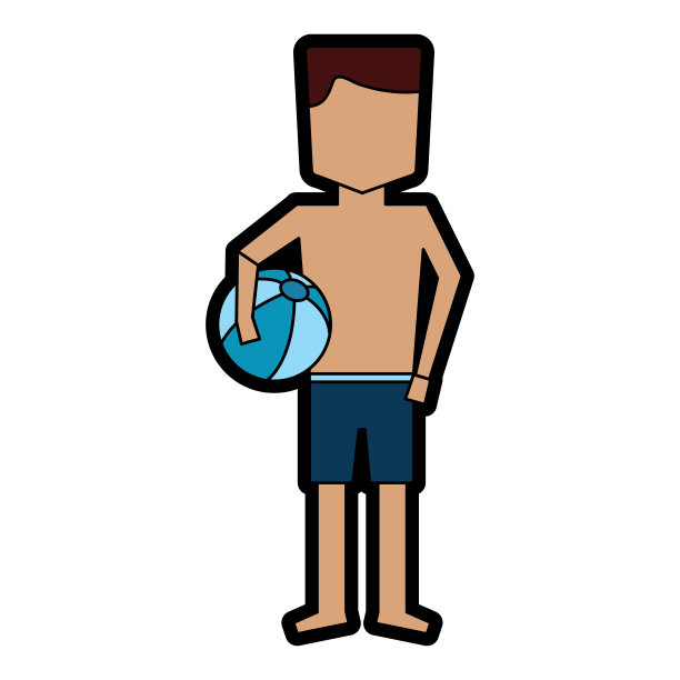 穿着泳衣和沙滩球的男人形象图片下载