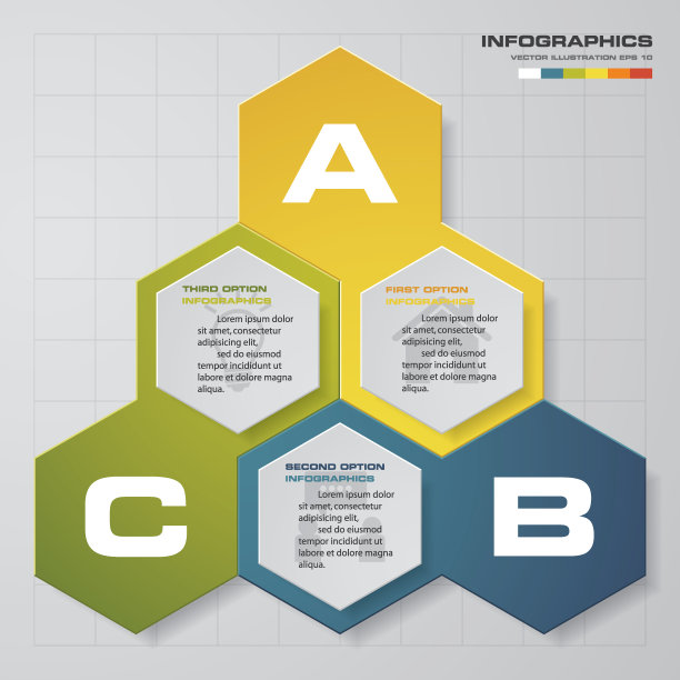 3步骤过程。简单和可编辑的抽象设计元素。图片下载