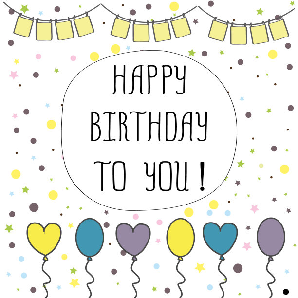 可爱的生日快乐卡片，有蛋糕和蜡烛图片下载