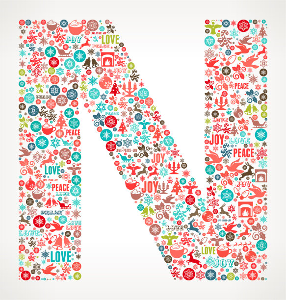 字母N圣诞假日庆祝矢量图标模式图片下载