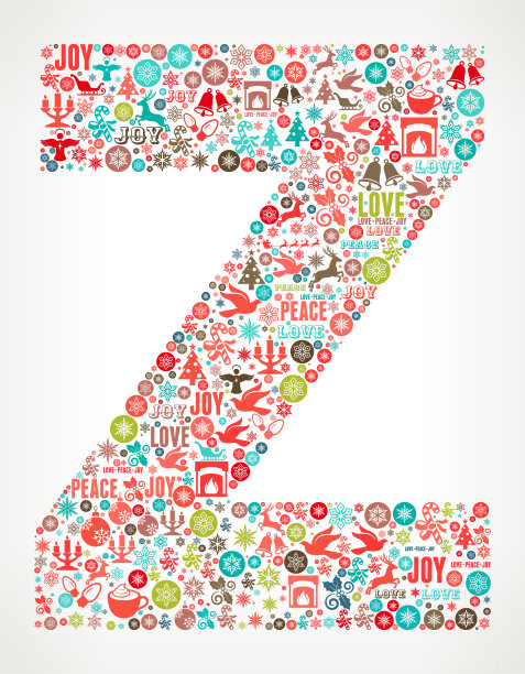 字母Z圣诞假日庆祝矢量图标模式图片下载