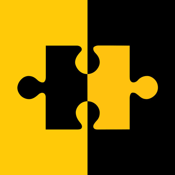 黑色和金色拼图图标图片下载