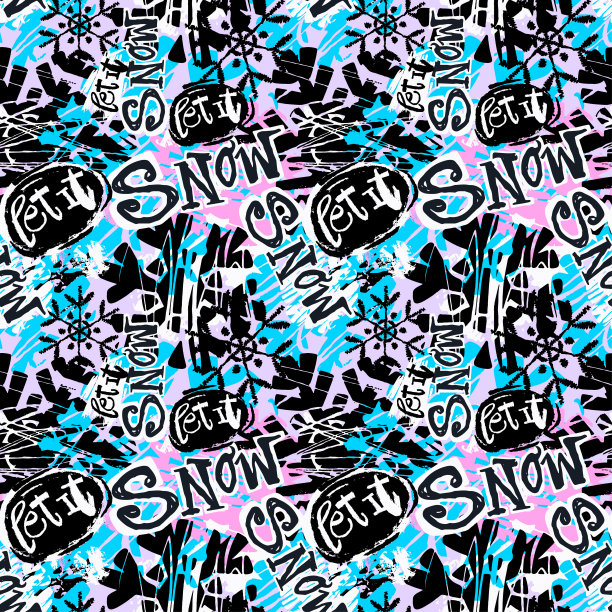 让它的雪，无缝的冬手工艺表现墨图案。图片下载