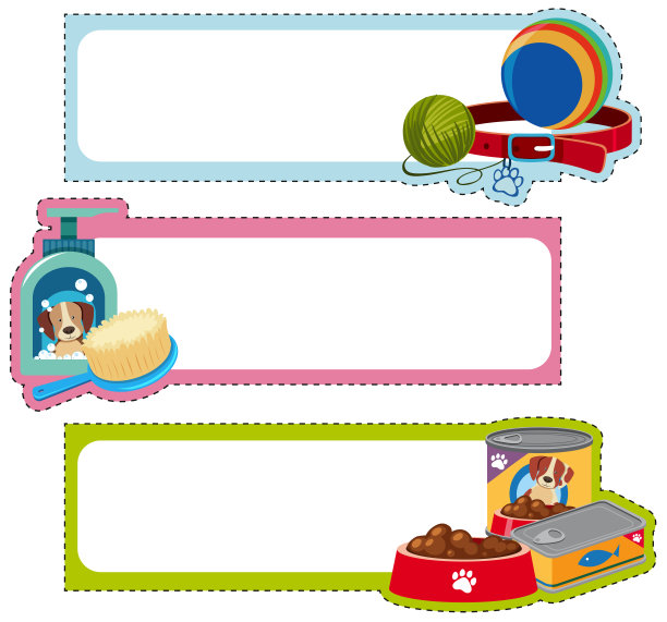 三个旗帜模板与动物配件图片下载