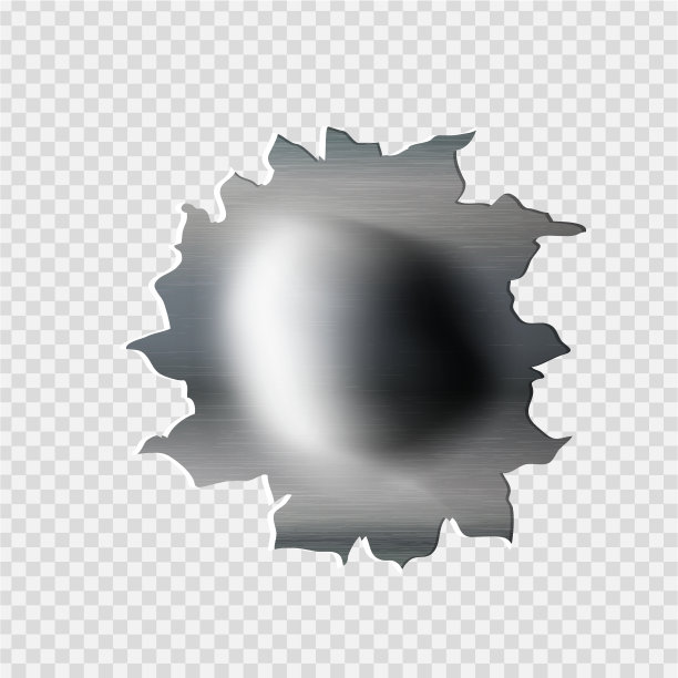 在透明背景上撕裂的金属上撕开的洞图片下载