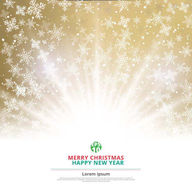 冬季金色背景的圣诞雪花和雪花与灯光的空白复制空间为您的文字图片下载