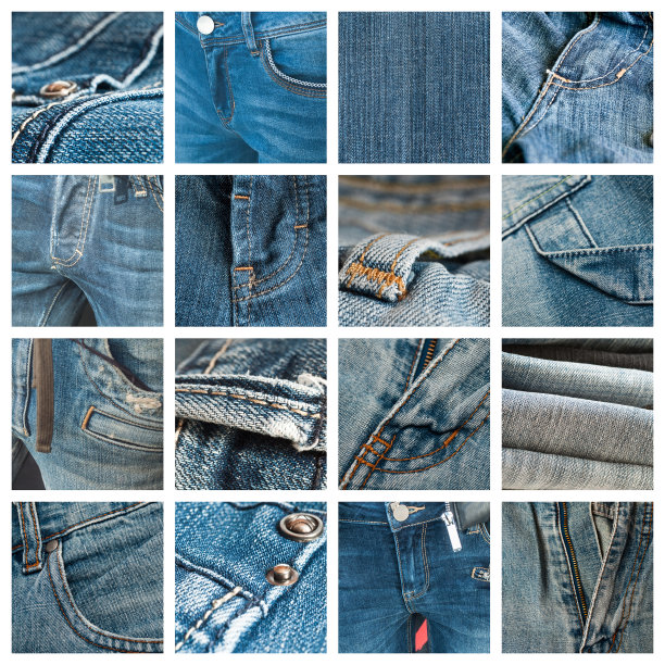 蓝色牛仔裤纹理拼贴图片下载