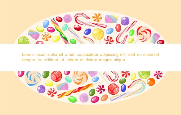 模板与文本空间，装饰与糖果。矢量图图片下载