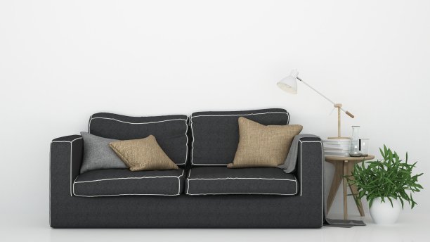 放松空间家具3d渲染和背景白色装饰最小-在酒店图片下载