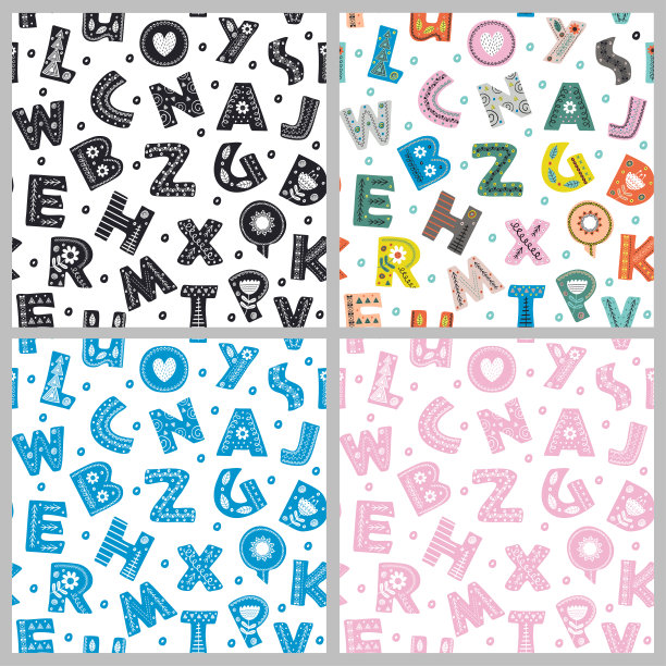 一套无缝模式与字母在斯堪的纳维亚风格图片下载