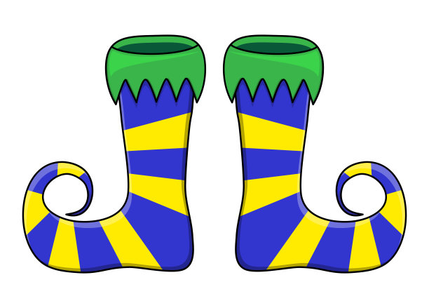 精灵鞋对条纹设计孤立的白色背景图片下载