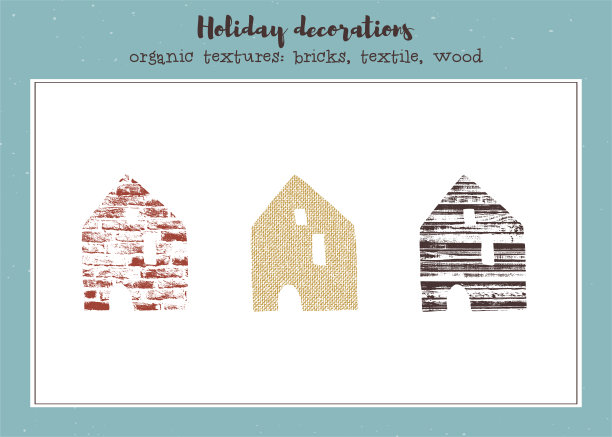 纹理房屋的向量集图片下载