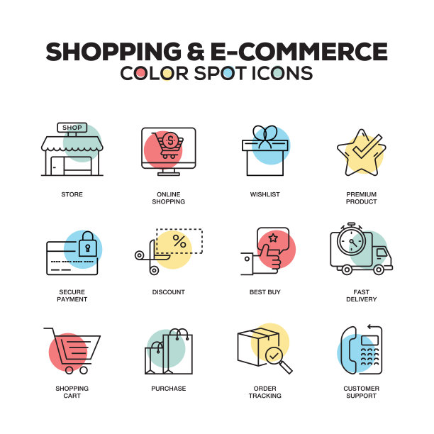购物和电子商务图标。向量线图标集。优质的质量。现代轮廓符号和象形文字。图片下载