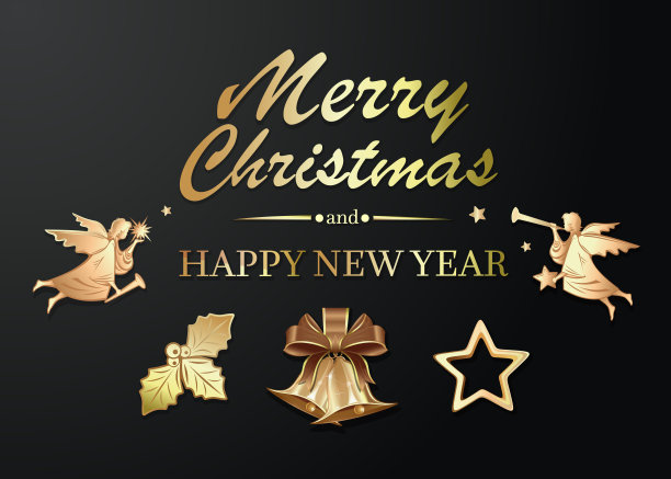 圣诞节和新年的黄金图标图片下载