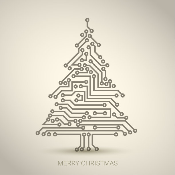 来自数字电路的向量圣诞树图片下载
