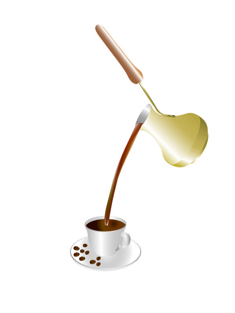 把用火鸡煮过的咖啡倒进杯子里。图片下载