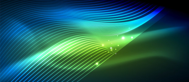 发光的抽象波在黑暗，闪亮的运动素材图片