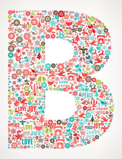 字母B圣诞假日庆祝矢量图标模式图片下载