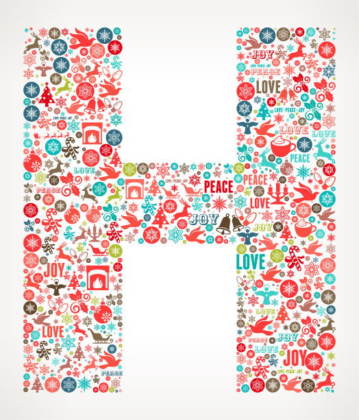 字母H圣诞假日庆祝矢量图标模式图片下载