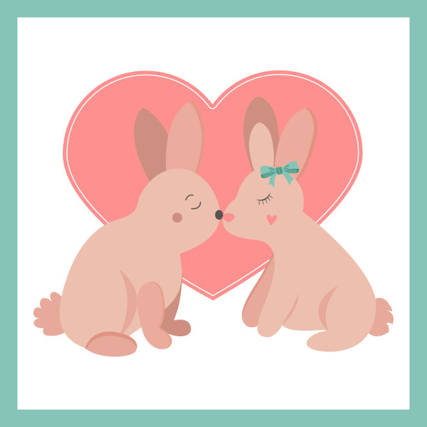 带着恋爱中的兔子的节日贺卡图片下载