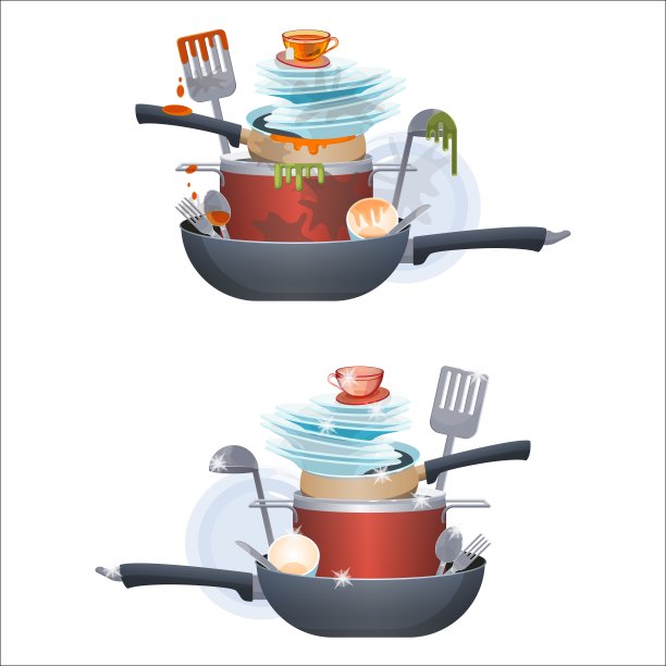 又脏又干净的盘子盘子盘子，厨房餐具图片下载