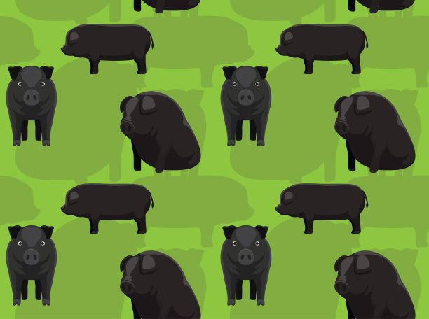 黑猪大黑色卡通无缝墙纸图片下载