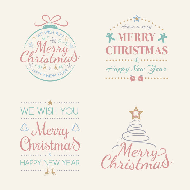 彩色圣诞祝福概念图标矢量素材图片下载