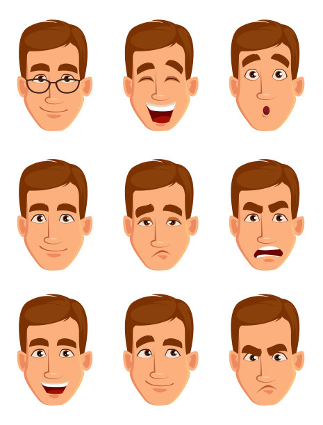 一个棕色头发男人的面部表情图片下载