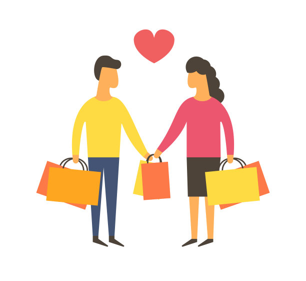 购物的人拿着袋子。矢量图图片下载